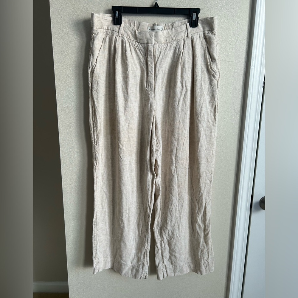 Abercrombie & Fitch Curve Love Tailored Linen-Blend Wide Leg Pant Size 33 / 16 - Picture 7 of 13